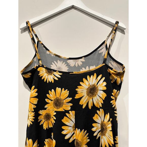 Unique Size 8 Spaghetti Strap Mini A-Line Dress Sunflower Floral Yellow Summer - Picture 3 of 10